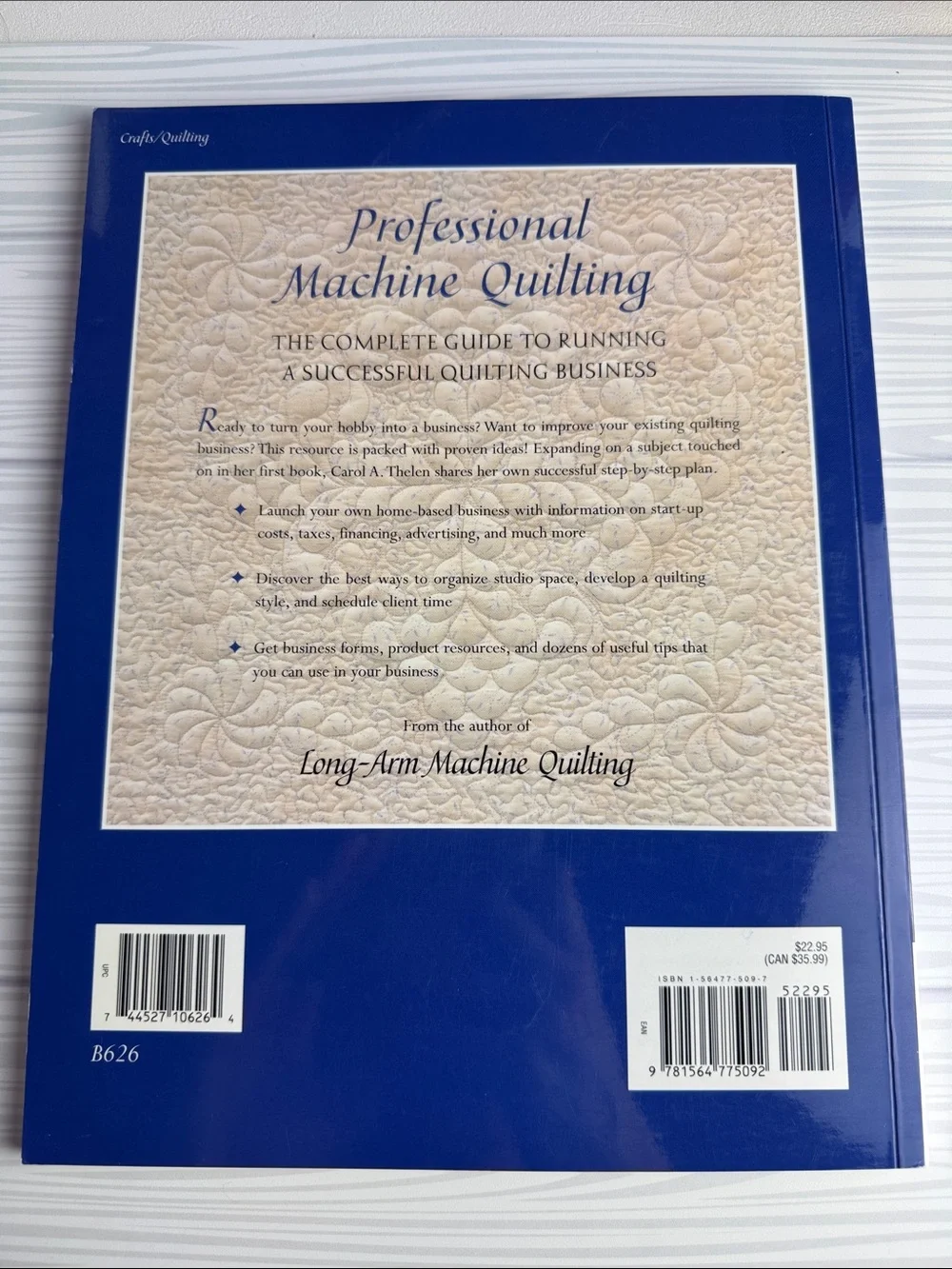 Professional Machine Quilting by Carol A. Thelen - Blue Cover